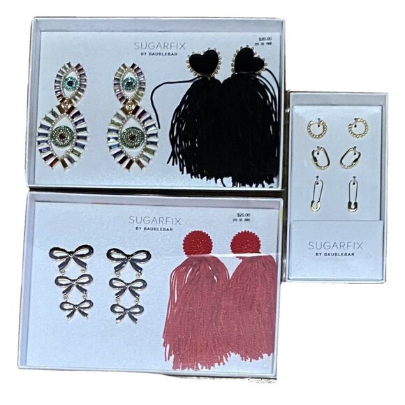 Lot of 3 Sets of Sugarfix By Baublebar Earrings 7 Pair Total New In Box - Picture 1 of 8
